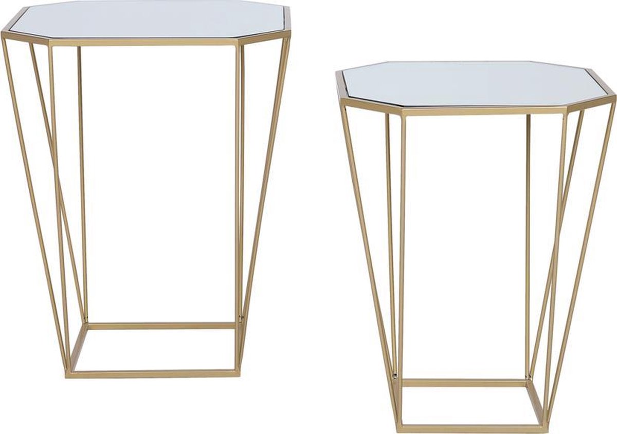 Beliani Sierra Bijzettafel Set Van 2 Glas 26 X 45 Cm - Oro