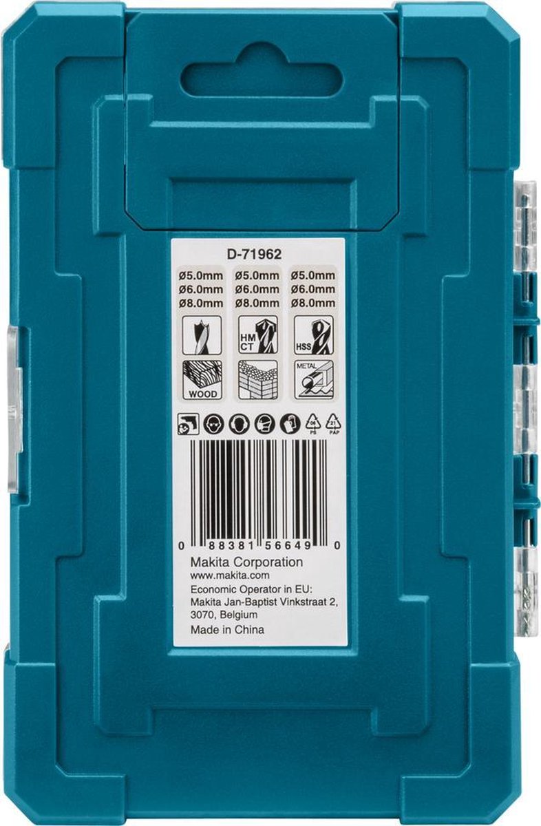 Makita 9-delige borenset (steen/hout/metaal)
