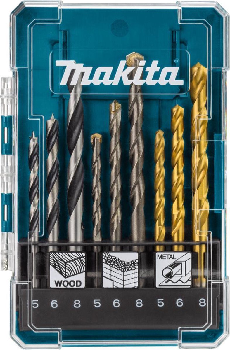 Makita 9-delige borenset (steen/hout/metaal)