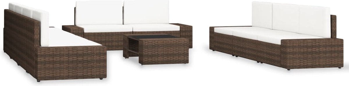 Vidaxl 10-delige Loungeset Poly Rattan - Bruin