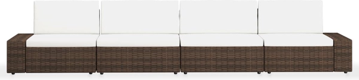 Vidaxl 4-delige Loungeset Poly Rattan - Bruin