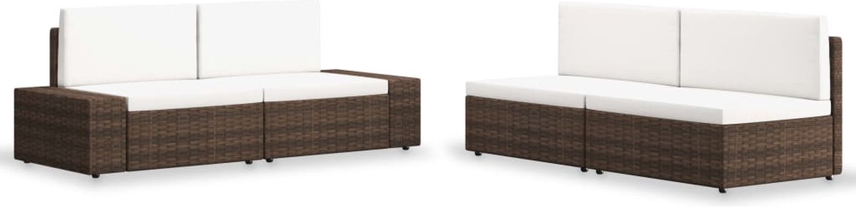 Vidaxl 4-delige Loungeset Poly Rattan - Bruin