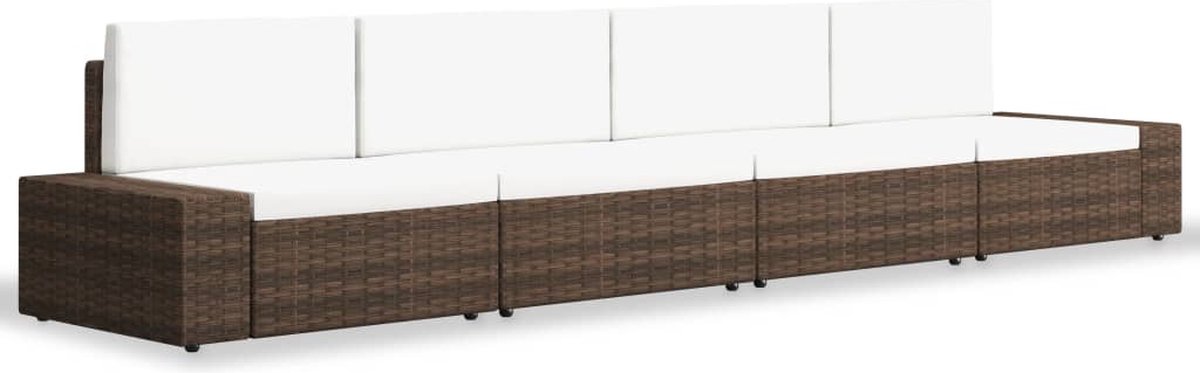 Vidaxl 4-delige Loungeset Poly Rattan - Bruin