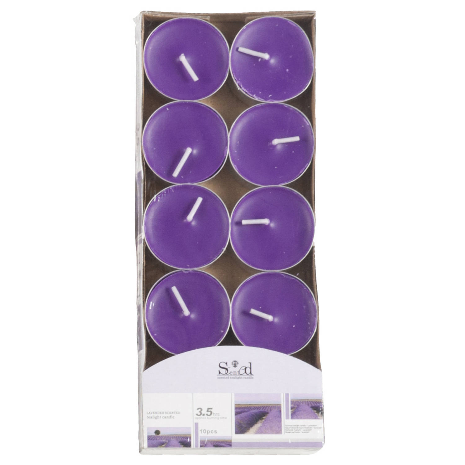 10x Geurtheelichtjes Lavendel/ 3,5 Branduren - Geurkaarsen Lavendelgeur - Waxinelichtjes - Paars