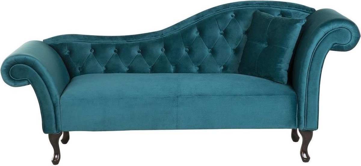 Beliani Lattes Chaise Longue Fluweel 188 X 59 Cm - Azul