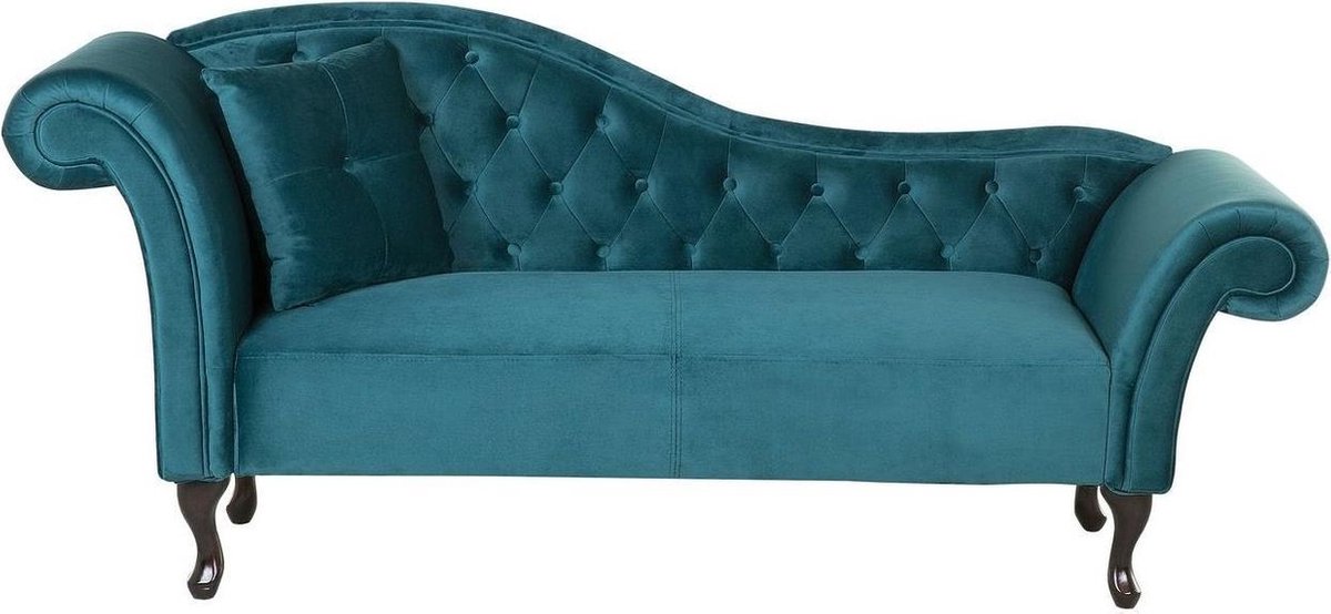 Beliani Lattes Chaise Longue Fluweel 188 X 59 Cm - Blauw