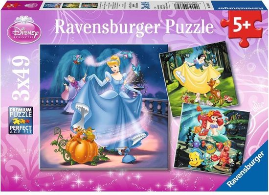 Ravensburger Puzzel Disney Princess Met Hun Vriendjes - 3 X 49 Stukjes