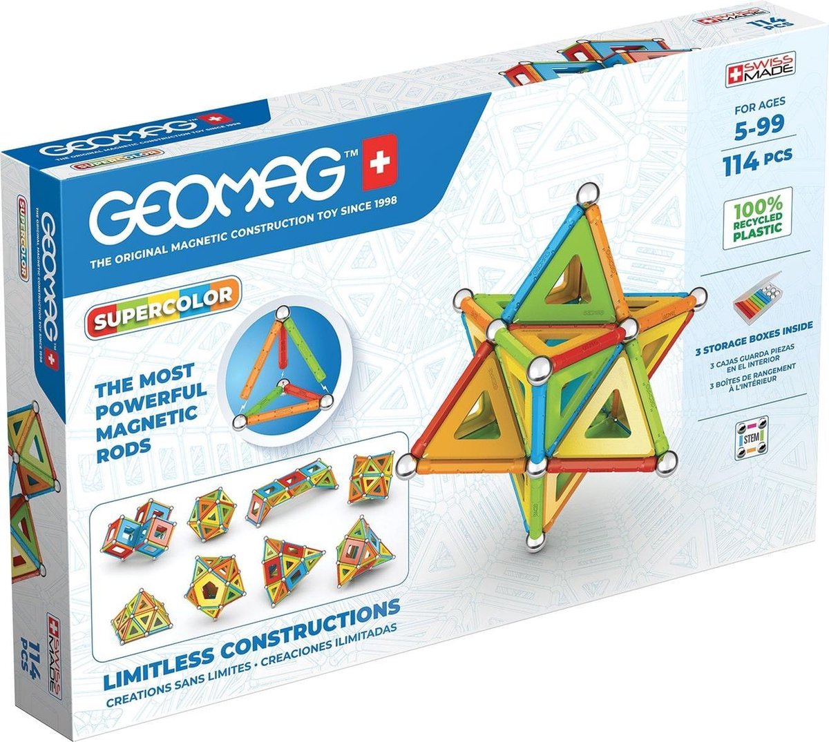 Geomag Super Color Recycled 114 delig multicolor