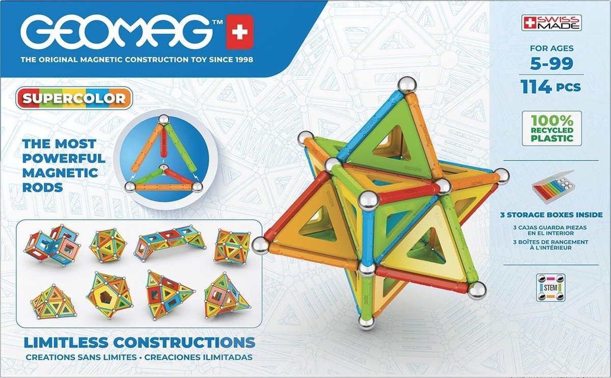 Geomag Super Color Recycled 114 delig multicolor