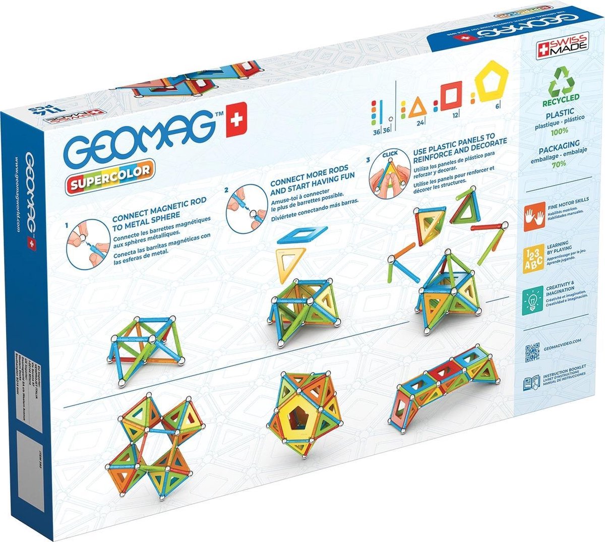 Geomag Super Color Recycled 114 delig multicolor