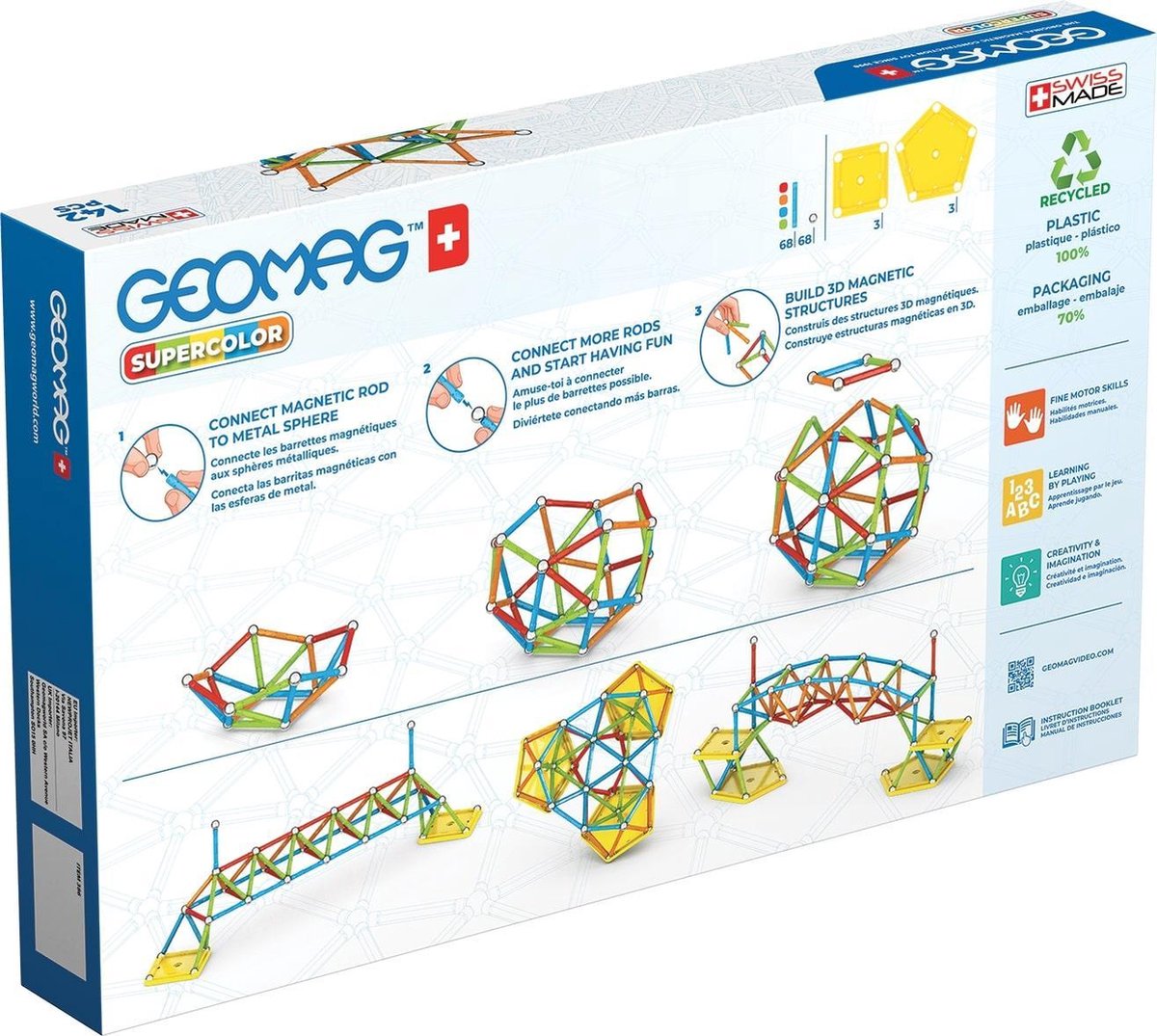 Geomag Super Color Recycled 142 delig multicolor