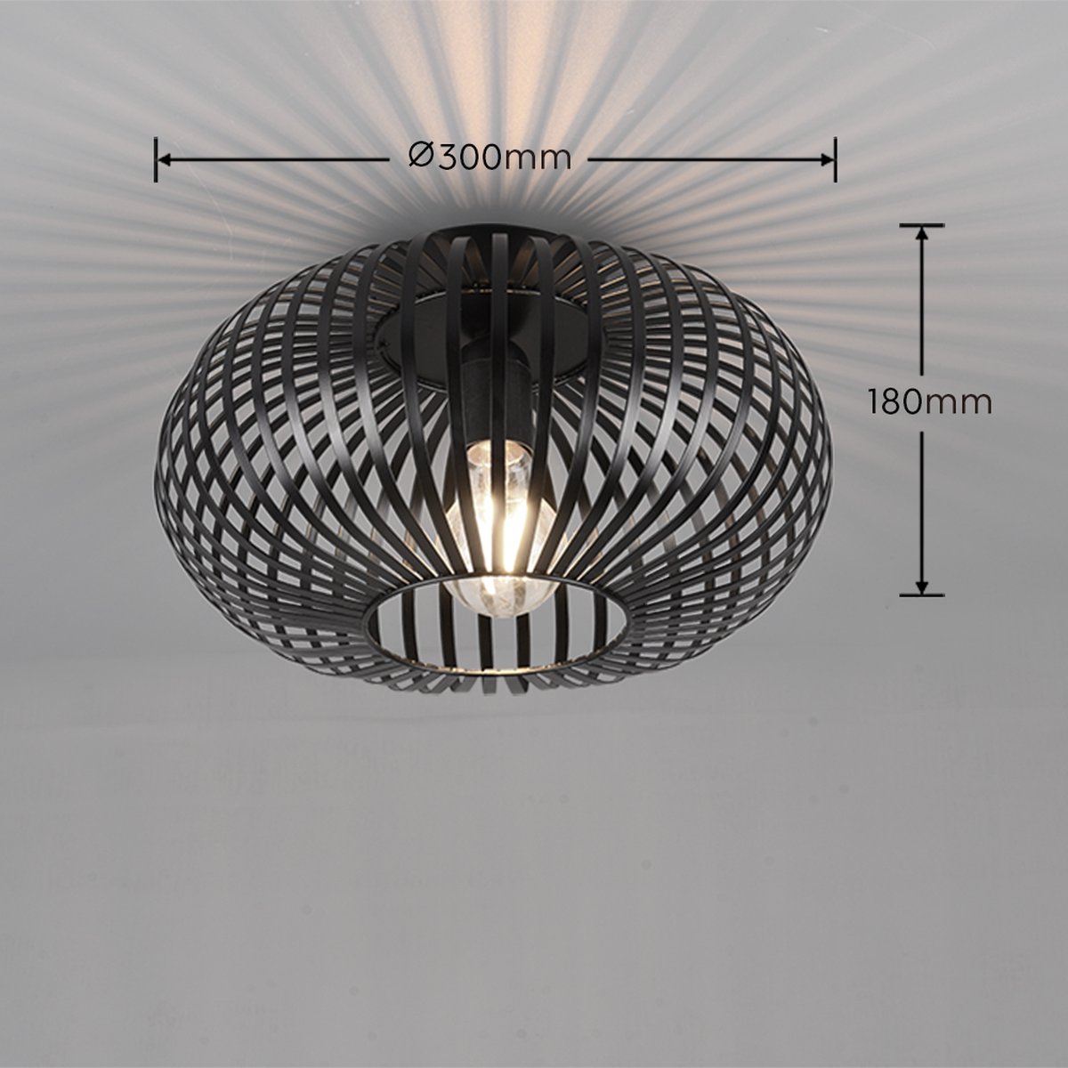 TRIO Johann Plafondlamp Ø 30 cm - Zwart