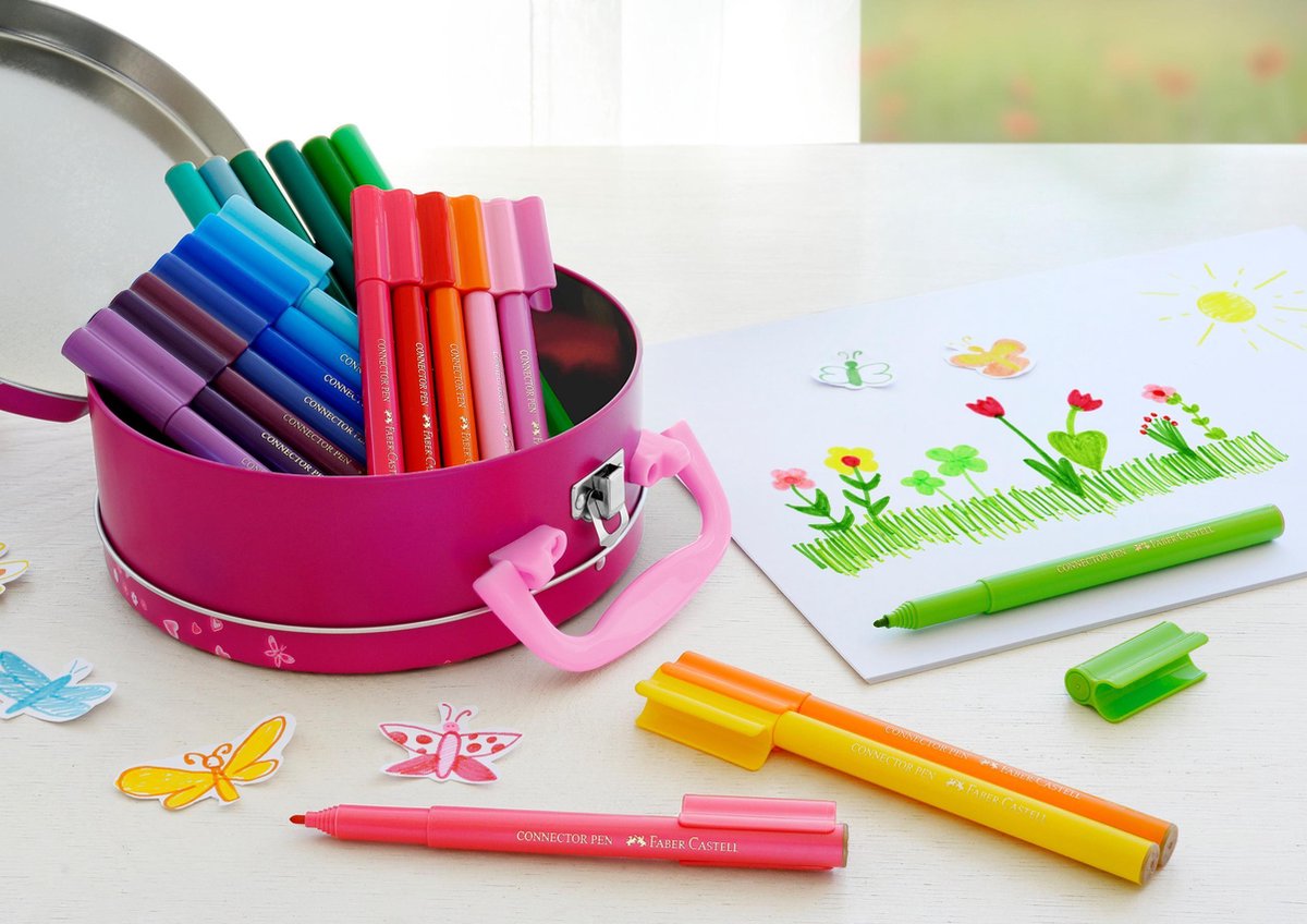 Faber Castell viltstiften Connector Schatkist 3 mm 34 delig