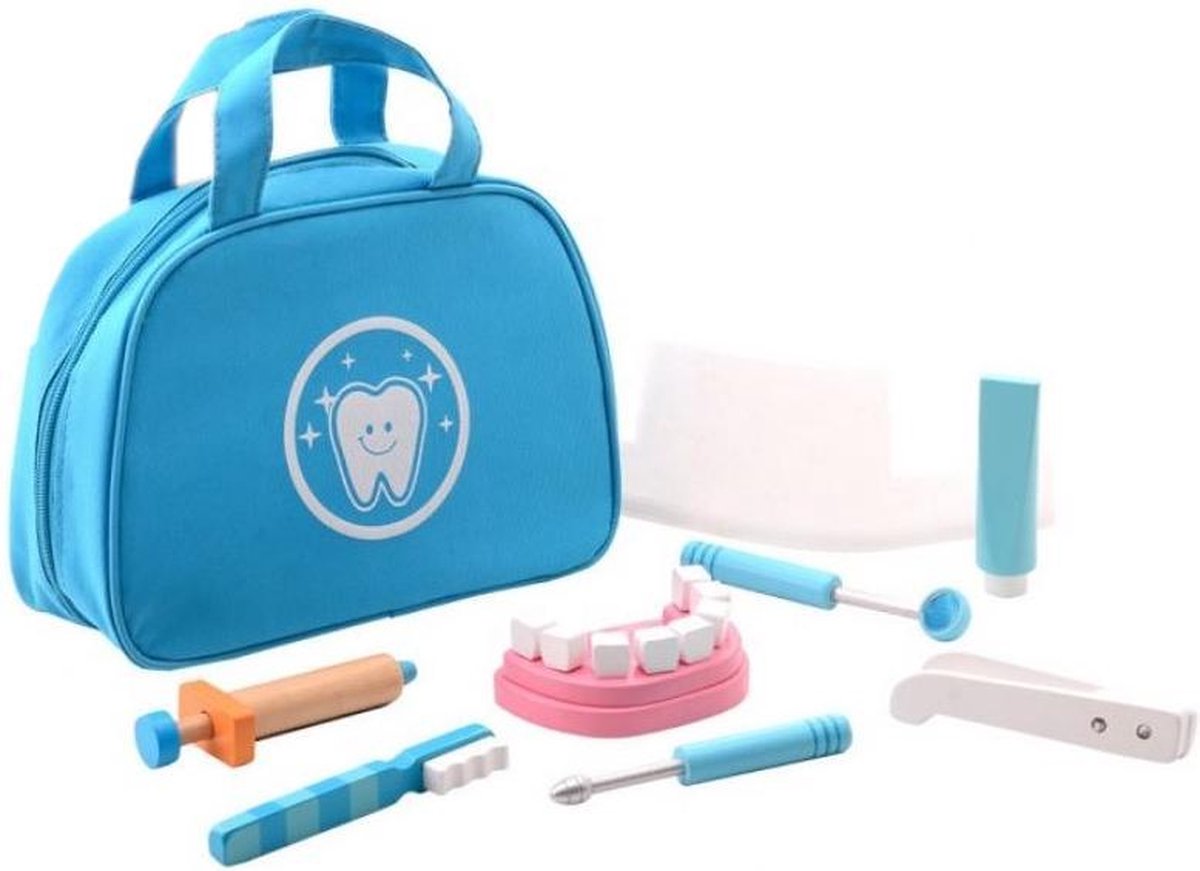 Top1Toys Jouéco speelset Tandarts 25 x 18 cm 9 delig - Blauw