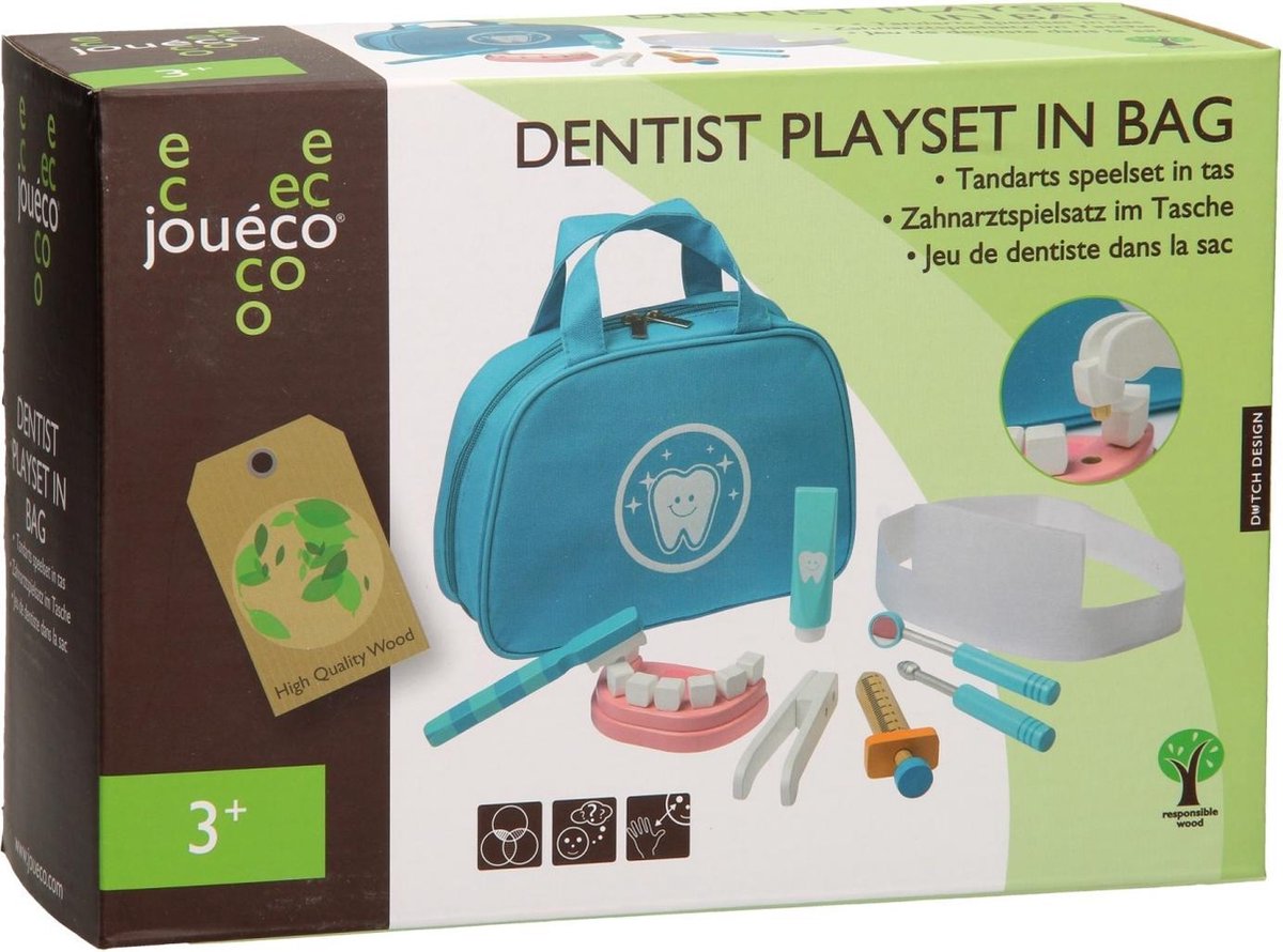 Top1Toys Jouéco speelset Tandarts 25 x 18 cm 9 delig - Blauw