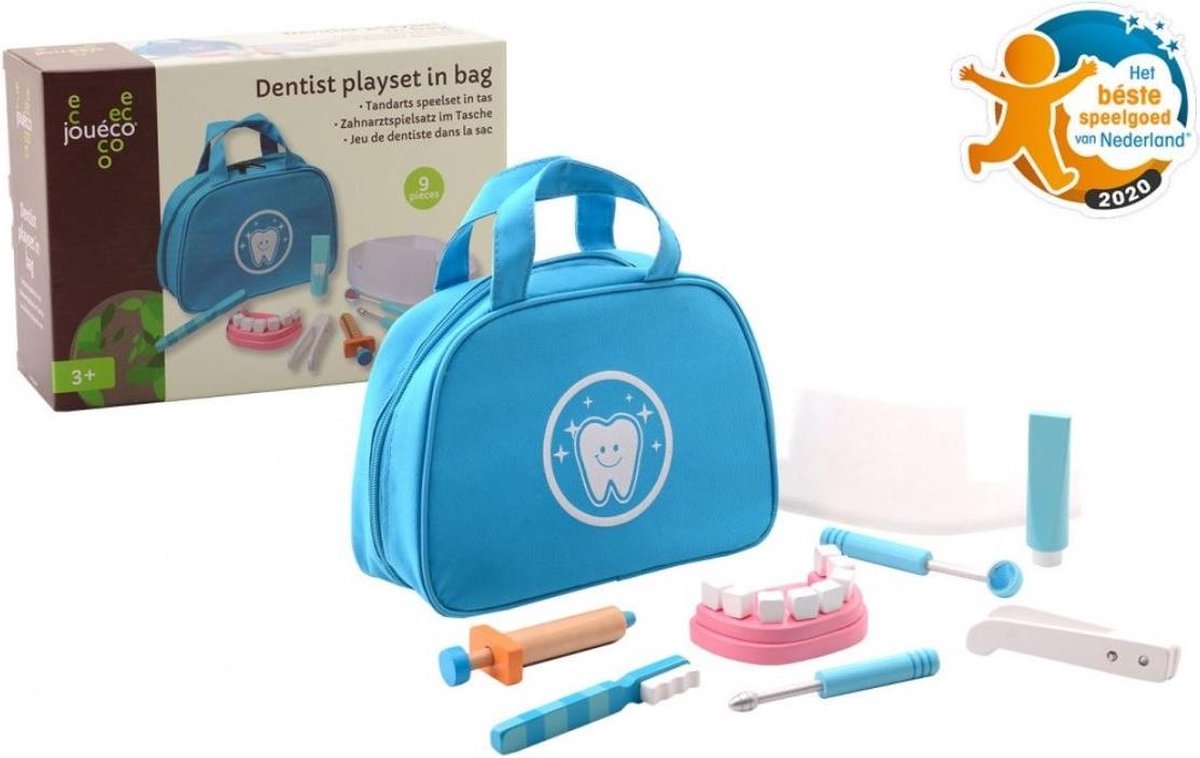 Top1Toys Jouéco speelset Tandarts 25 x 18 cm 9 delig - Blauw