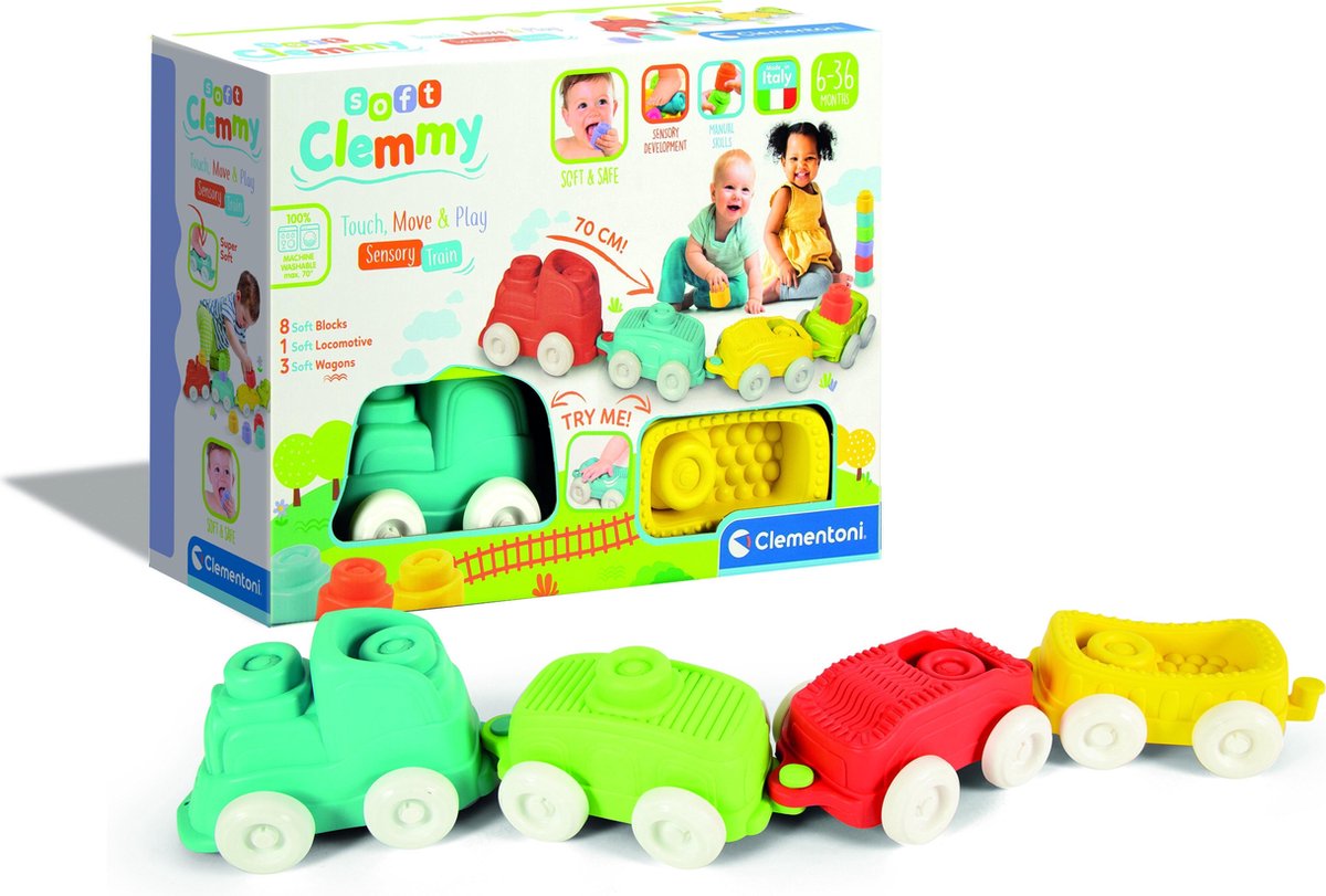 Clementoni speelgoedtrein Soft Clemmy junior kunststof multicolor 70 cm