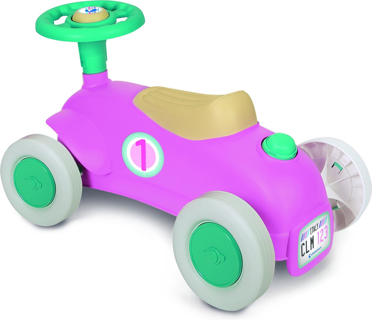 Clementoni loopauto Vintage junior kunststof 58,5 x 25 x 16 cm - Roze
