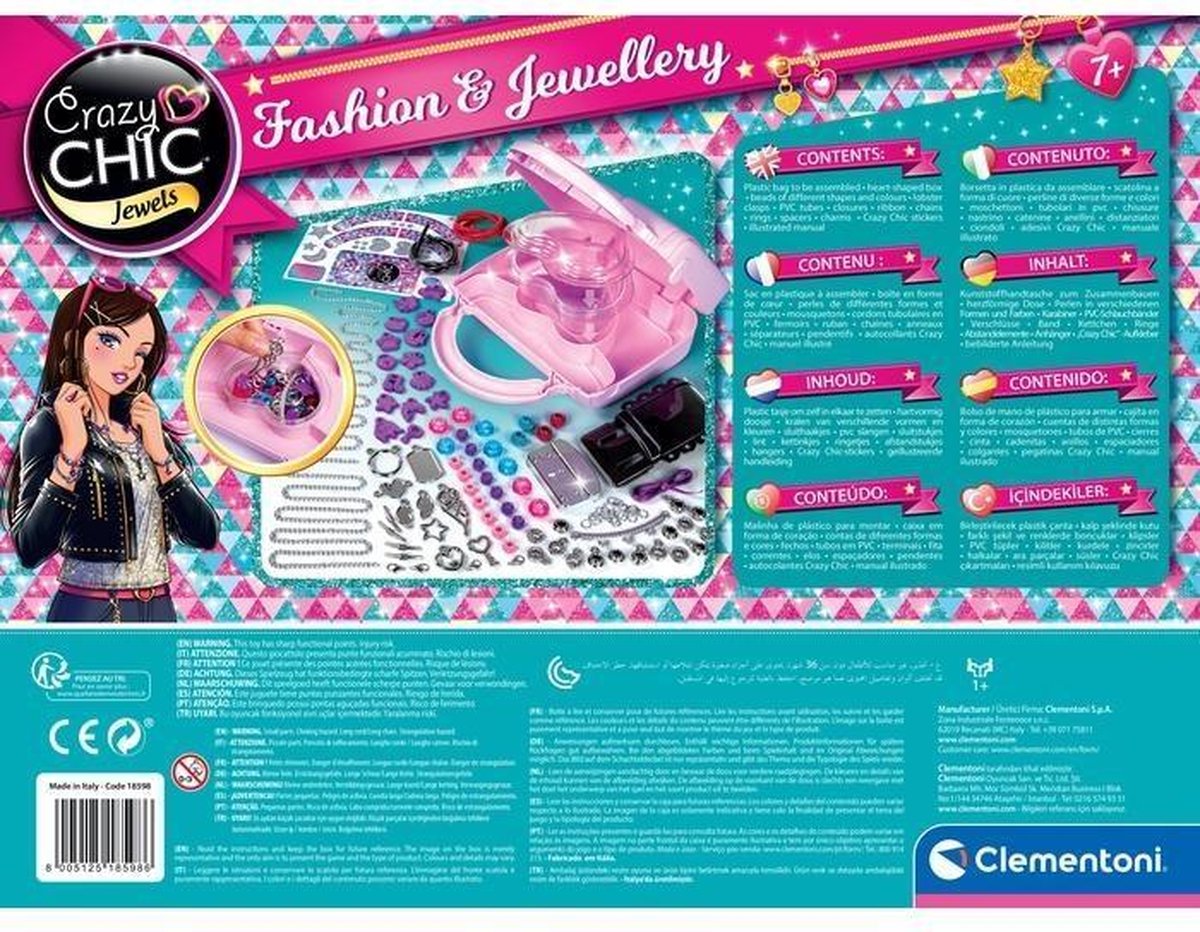 Clementoni mode en sieraden Crazy Chic meisjes kunststof multicolor 38,5 x 7,8 x 28,5 cm