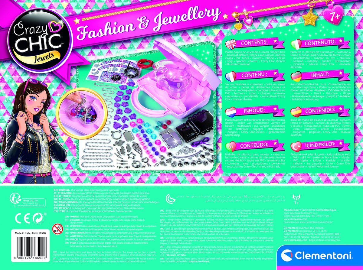 Clementoni mode en sieraden Crazy Chic meisjes kunststof multicolor 38,5 x 7,8 x 28,5 cm
