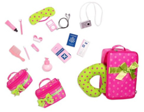 Our Generation bagage set junior polyester roze/groen 15 delig