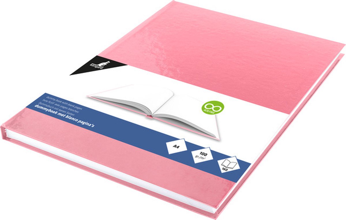 Kangaro dummyboek hardcover A4 karton/papier 80 vellen - Roze