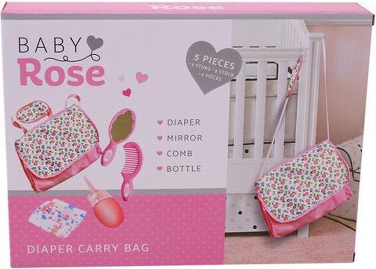 Baby Rose luiertas met accessoires meisjes 5 delig - Roze
