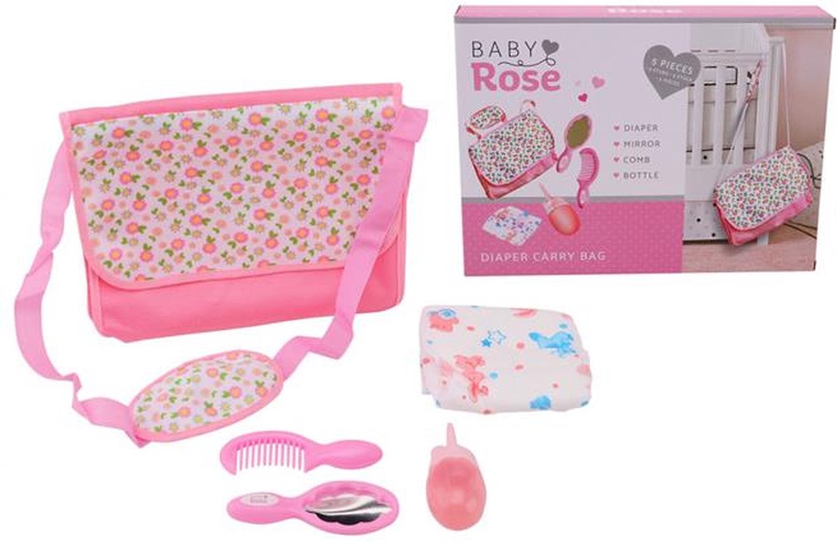 Baby Rose luiertas met accessoires meisjes 5 delig - Roze