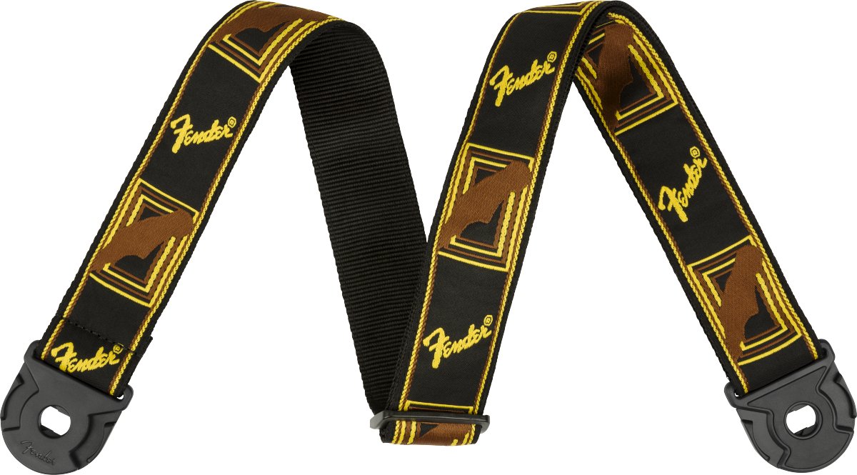 Fender Quick Grip Locking End Strap Black Yellow Brown gitaarband