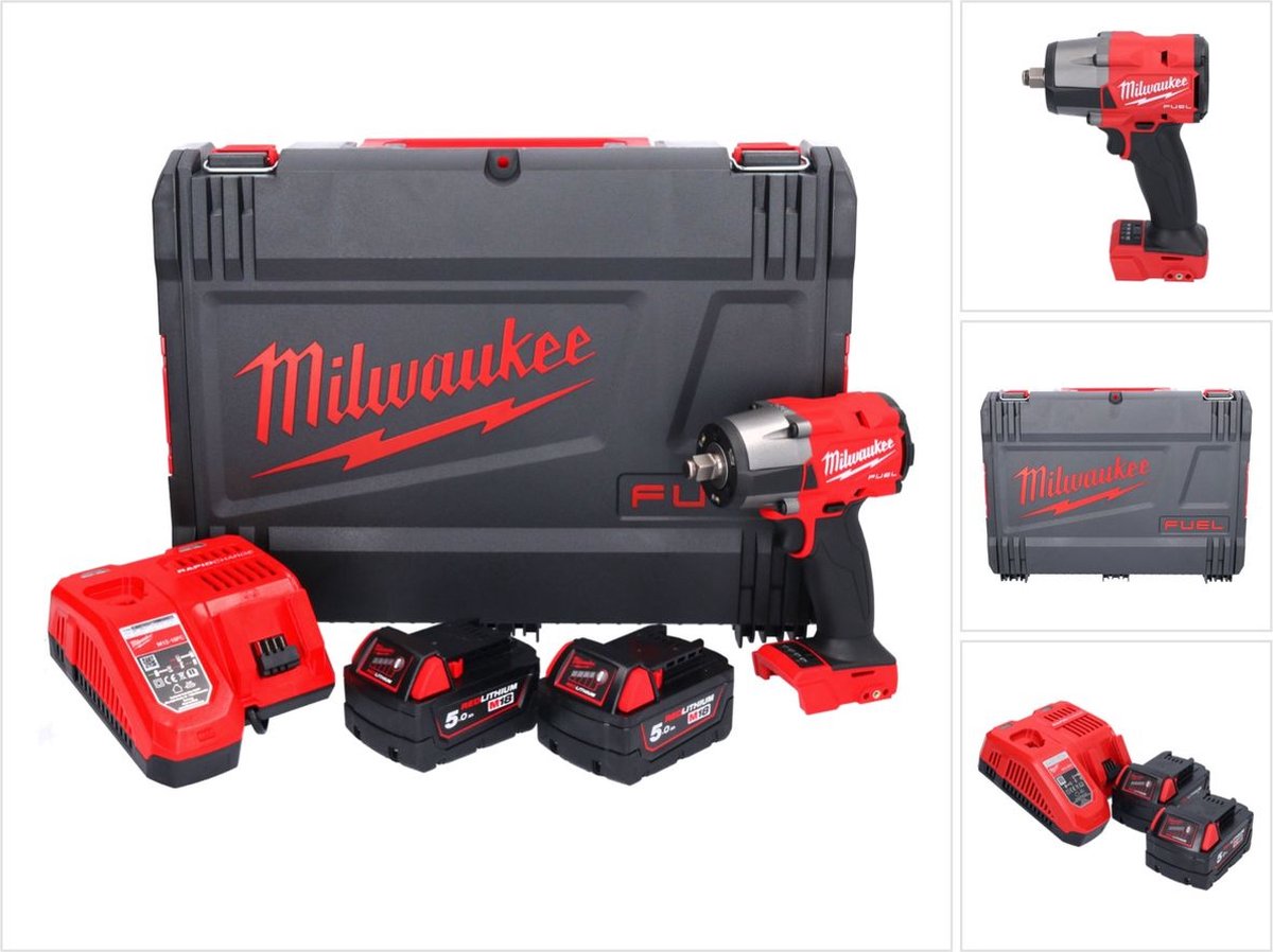 Milwaukee M18 FMTIW2F12-502X | 1/2" | Fuel | Accu Slagmoersleutel | met frictiering | 18V | 5,0Ah | Red | Li-Ion