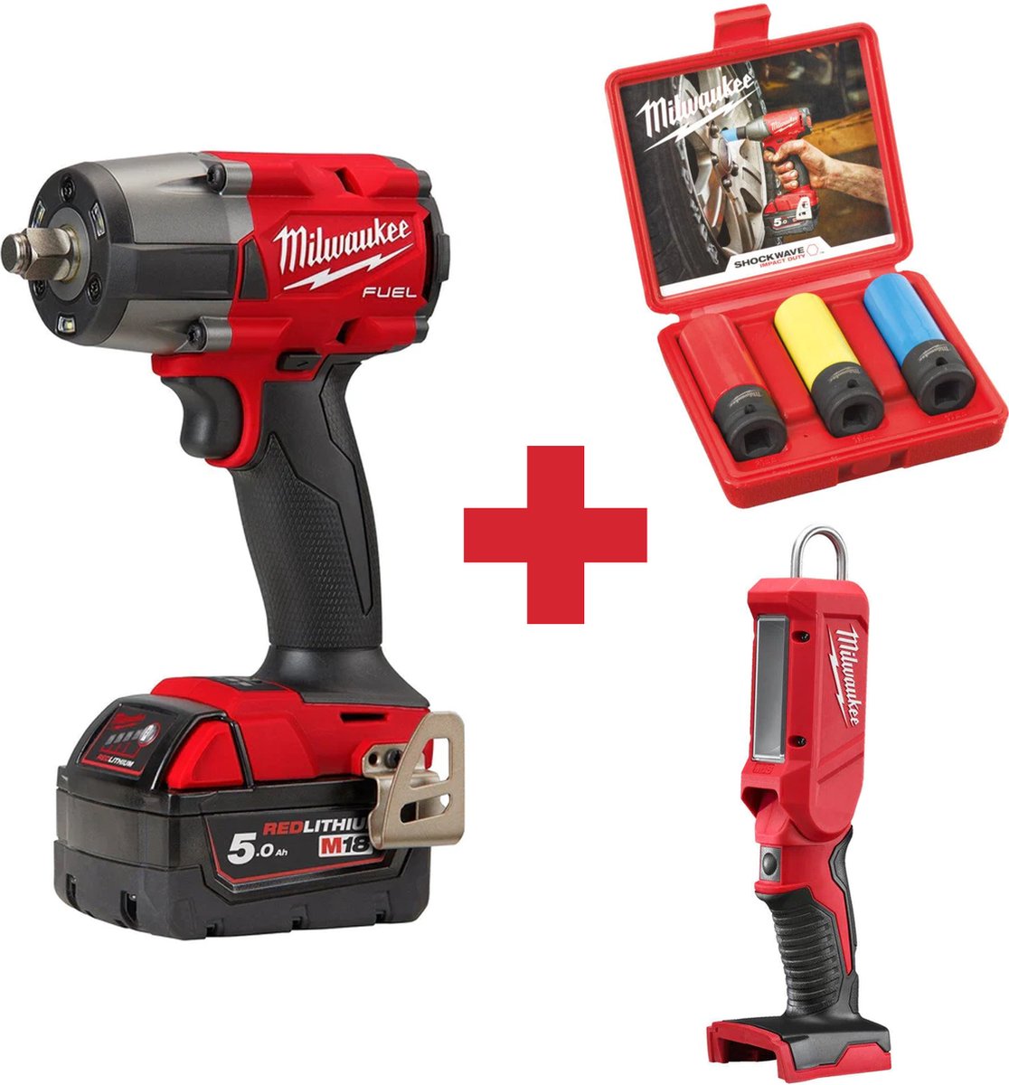Milwaukee M18 FMTIW2F12-502X | 1/2" | Fuel | Accu Slagmoersleutel | met frictiering | 18V | 5,0Ah | Red | Li-Ion