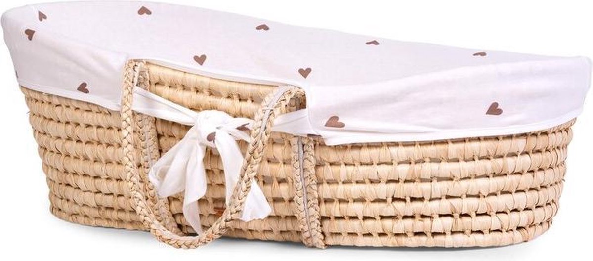 Childhome Mozesmand Met Matras En Hoes Naturel En Hartjesprint