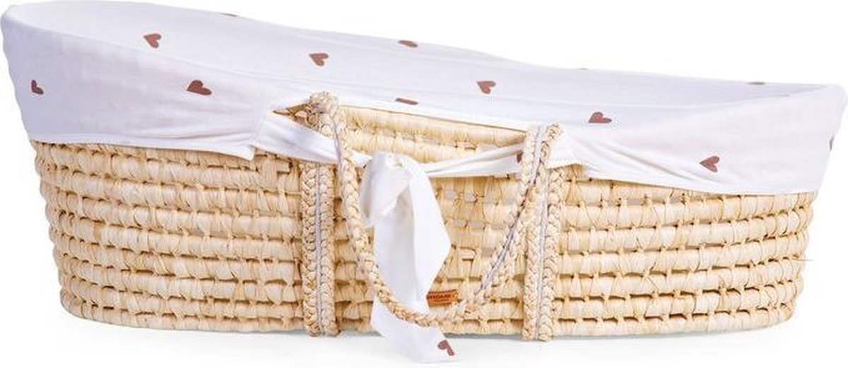 Childhome Mozesmand Met Matras En Hoes Naturel En Hartjesprint