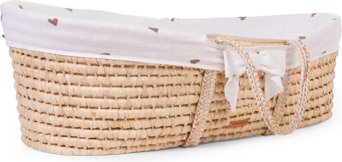 Childhome Mozesmand Met Matras En Hoes Naturel En Hartjesprint