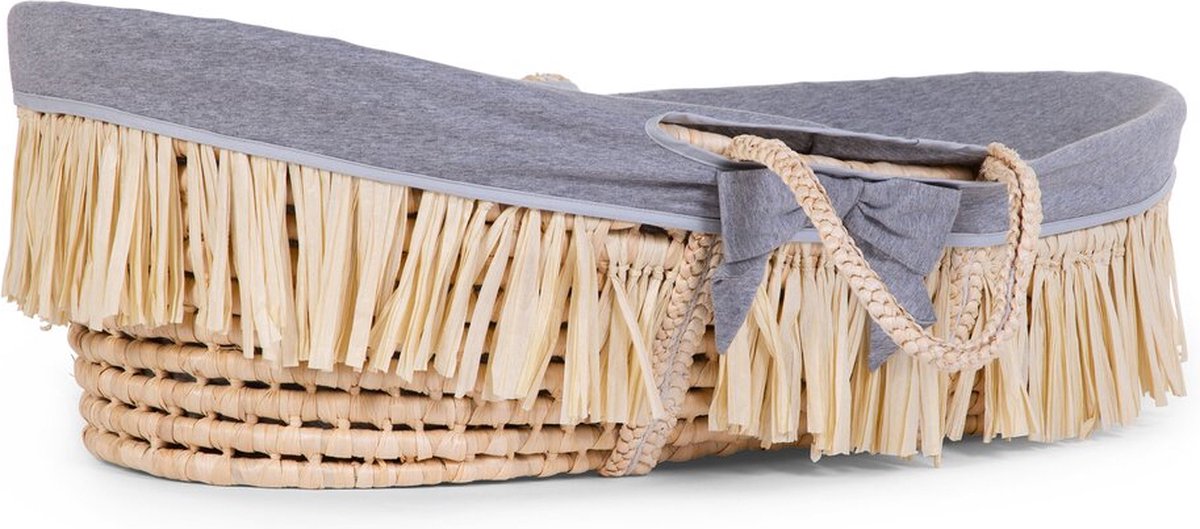 Childhome Mozesmand Raffia Met Matras En Hoes - Grijs