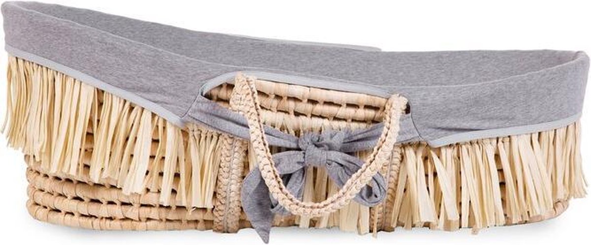 Childhome Mozesmand Raffia Met Matras En Hoes - Grijs