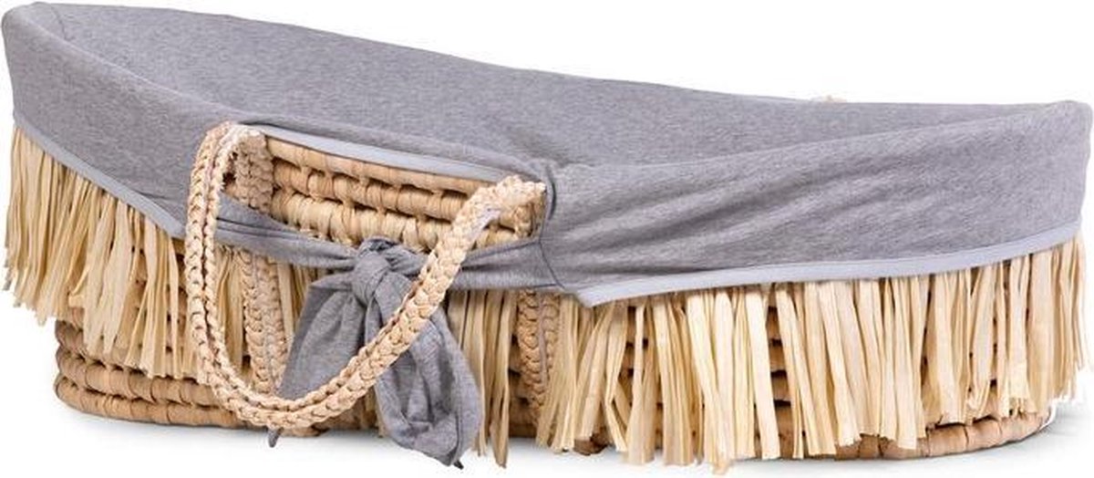 Childhome Mozesmand Raffia Met Matras En Hoes - Grijs