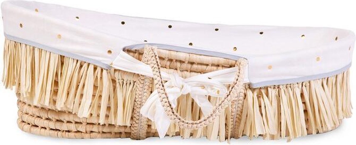 Childhome Mozesmand Raffia Met Matras En Hoeskleurig - Goud
