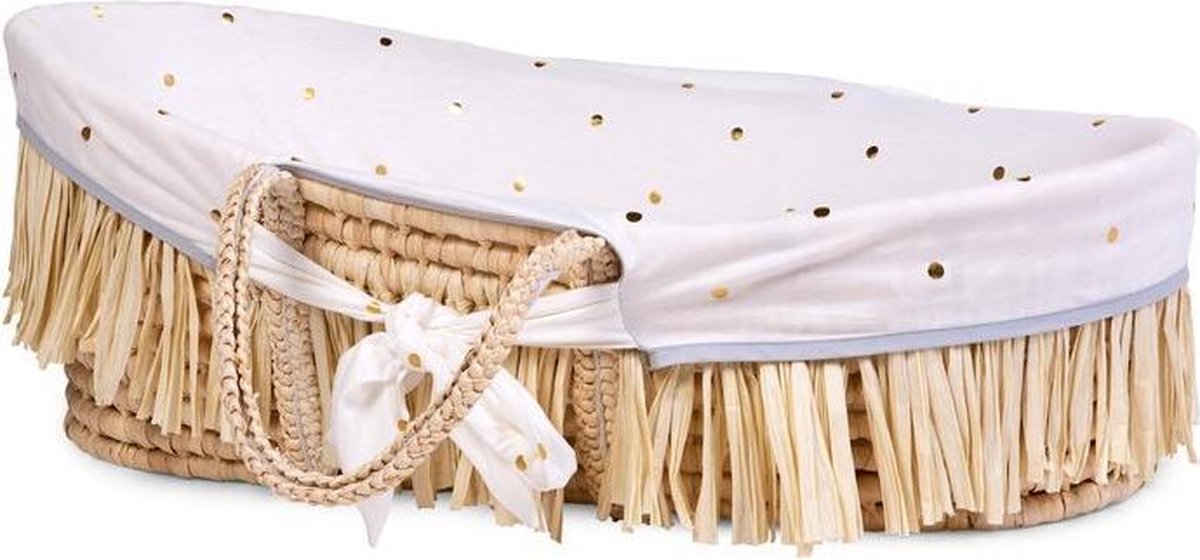 Childhome Mozesmand Raffia Met Matras En Hoeskleurig - Goud