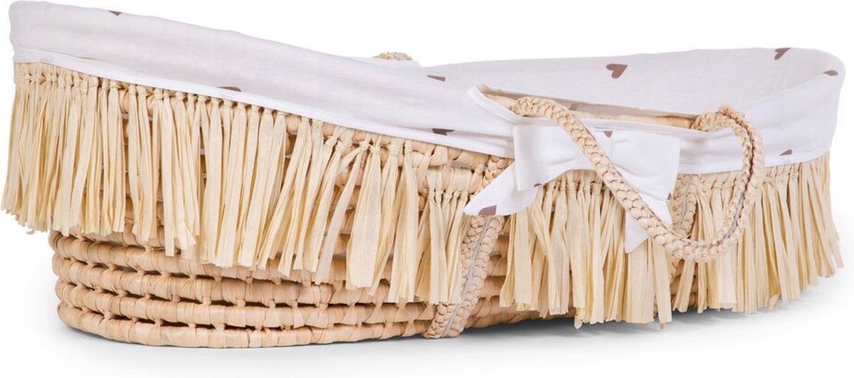 Childhome Mozesmand Raffia Met Matras En Hoes Hartjesprint