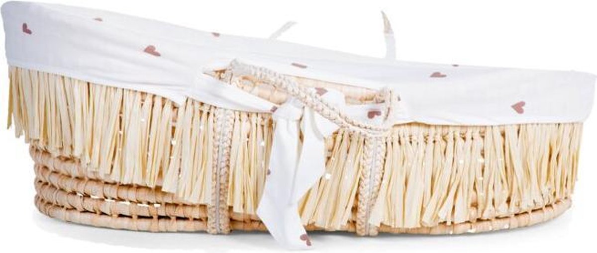 Childhome Mozesmand Raffia Met Matras En Hoes Hartjesprint