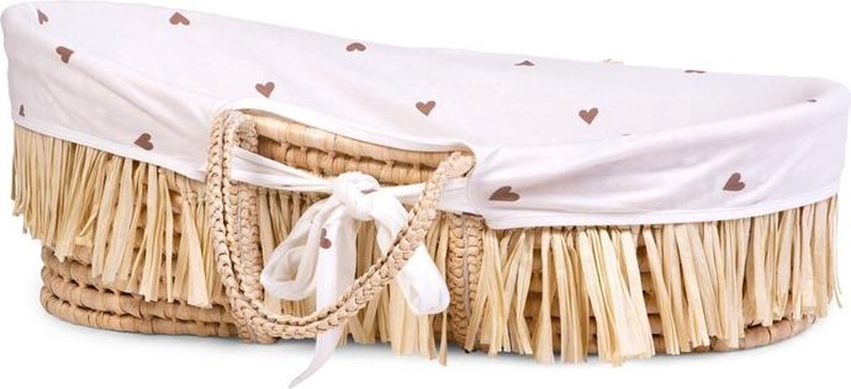 Childhome Mozesmand Raffia Met Matras En Hoes Hartjesprint