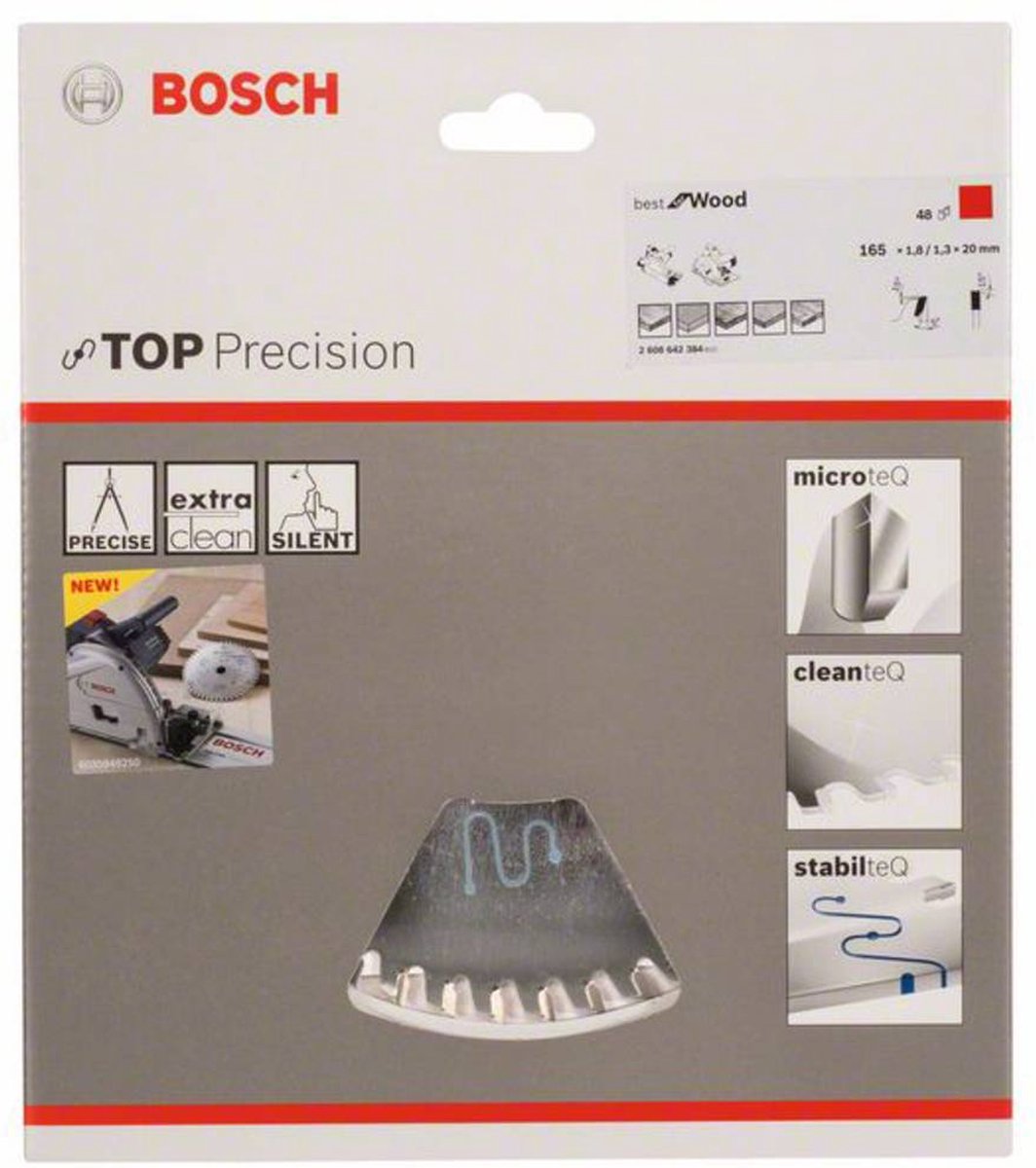 Bosch Cirkelzaagblad Top Precision Best For Wood 165 X 20 X 1,8 Mm - 48