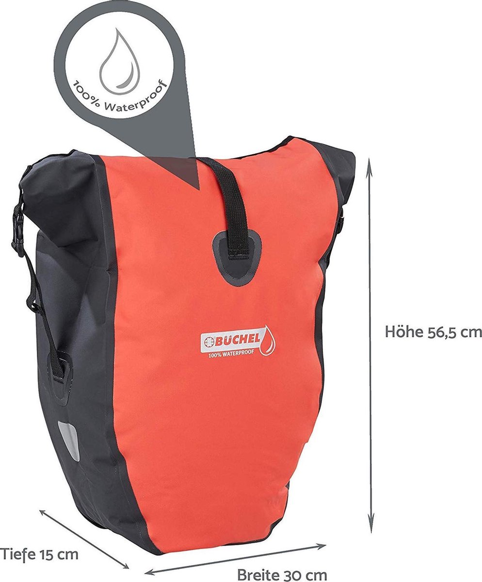 Enkele Fietstas Büchel 100% Waterdicht 25,4 Liter - - Rood