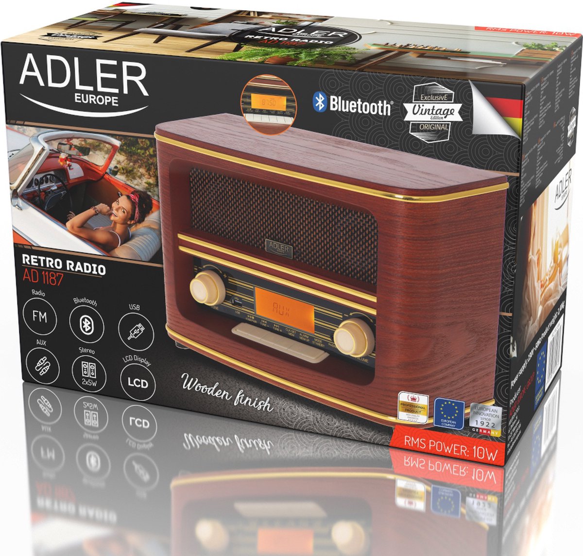 Adler Ad 1187 - Retro Radio - Met Bluetooth 5.0