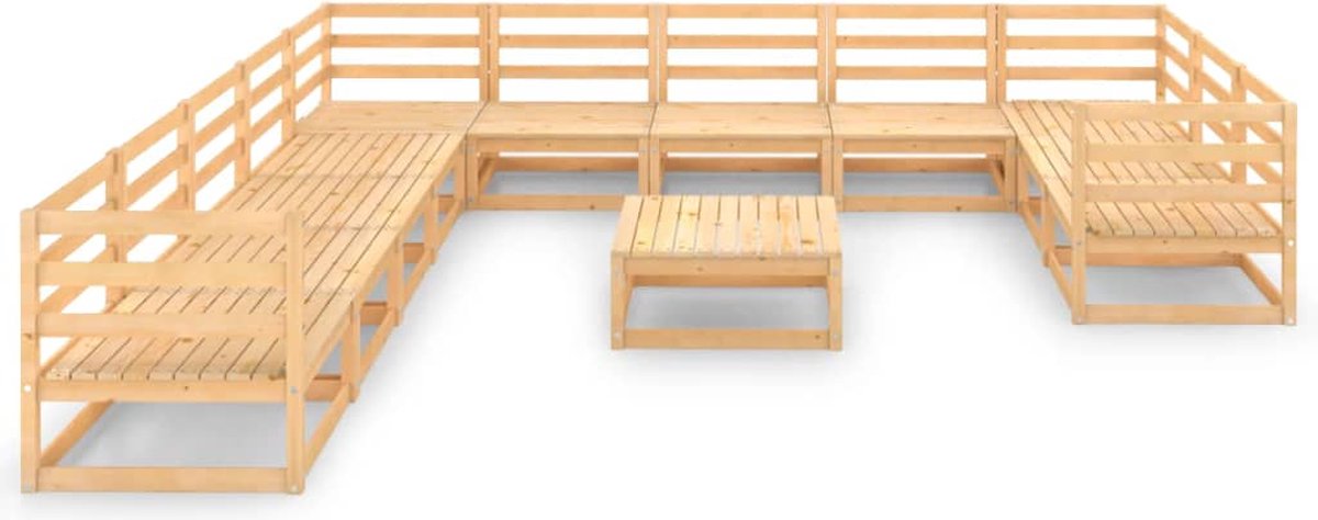 Vidaxl 12-delige Loungeset Massief Grenenhout - Bruin