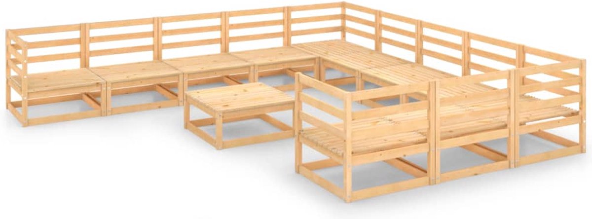 Vidaxl 12-delige Loungeset Massief Grenenhout - Bruin