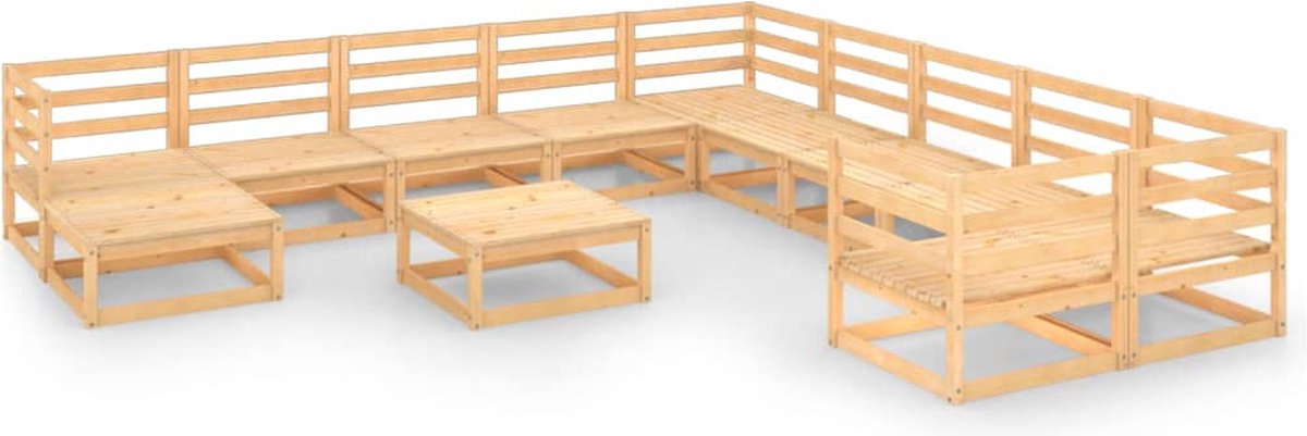 Vidaxl 12-delige Loungeset Massief Grenenhout - Bruin