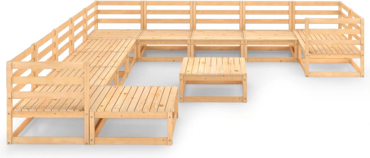 Vidaxl 12-delige Loungeset Massief Grenenhout - Bruin