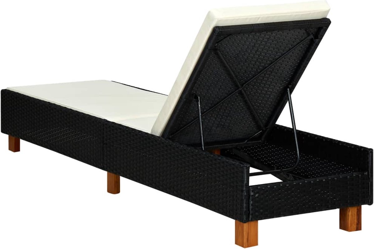 Vidaxl Ligbed Met Kussen Poly Rattan - Zwart